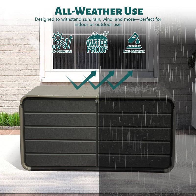 200 Gallon Plastic Deck Box with Lock and Waterproof Lid by HouseOfZazla