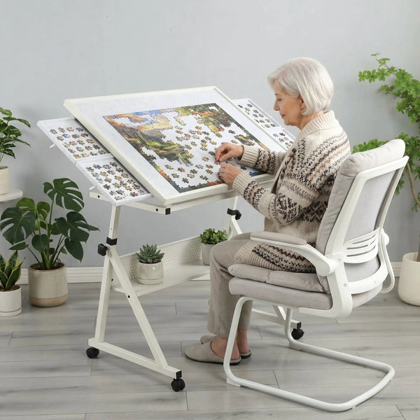 1500 Pieces Jigsaw Puzzle Metal Table Board with 4 Trays