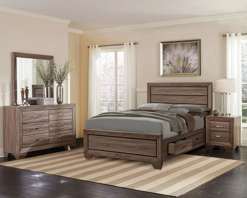 Kauffman 4-piece California King Bedroom Set Washed Taupe by Unique Piece Furniture