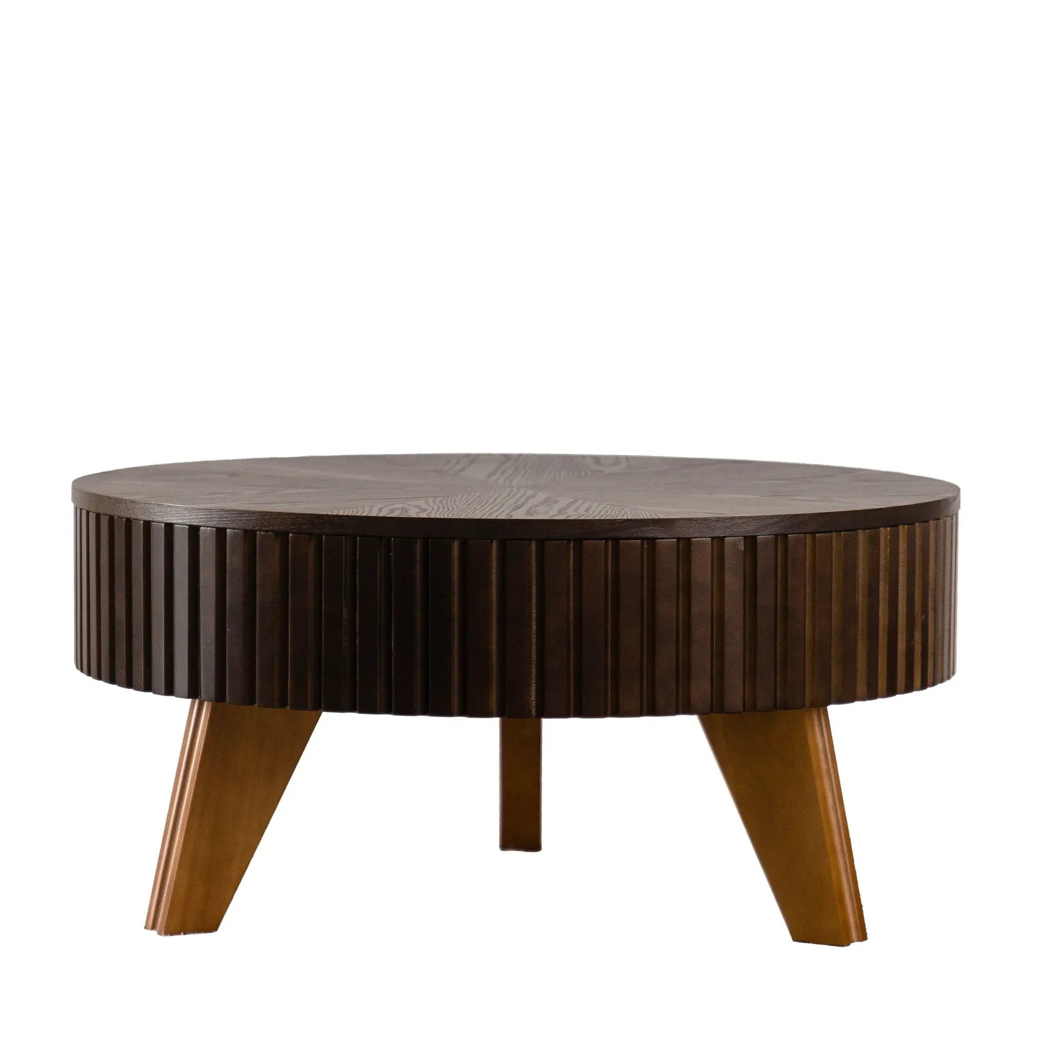Round Retro Coffee With Solid Wood Legs by HouseOfZazla