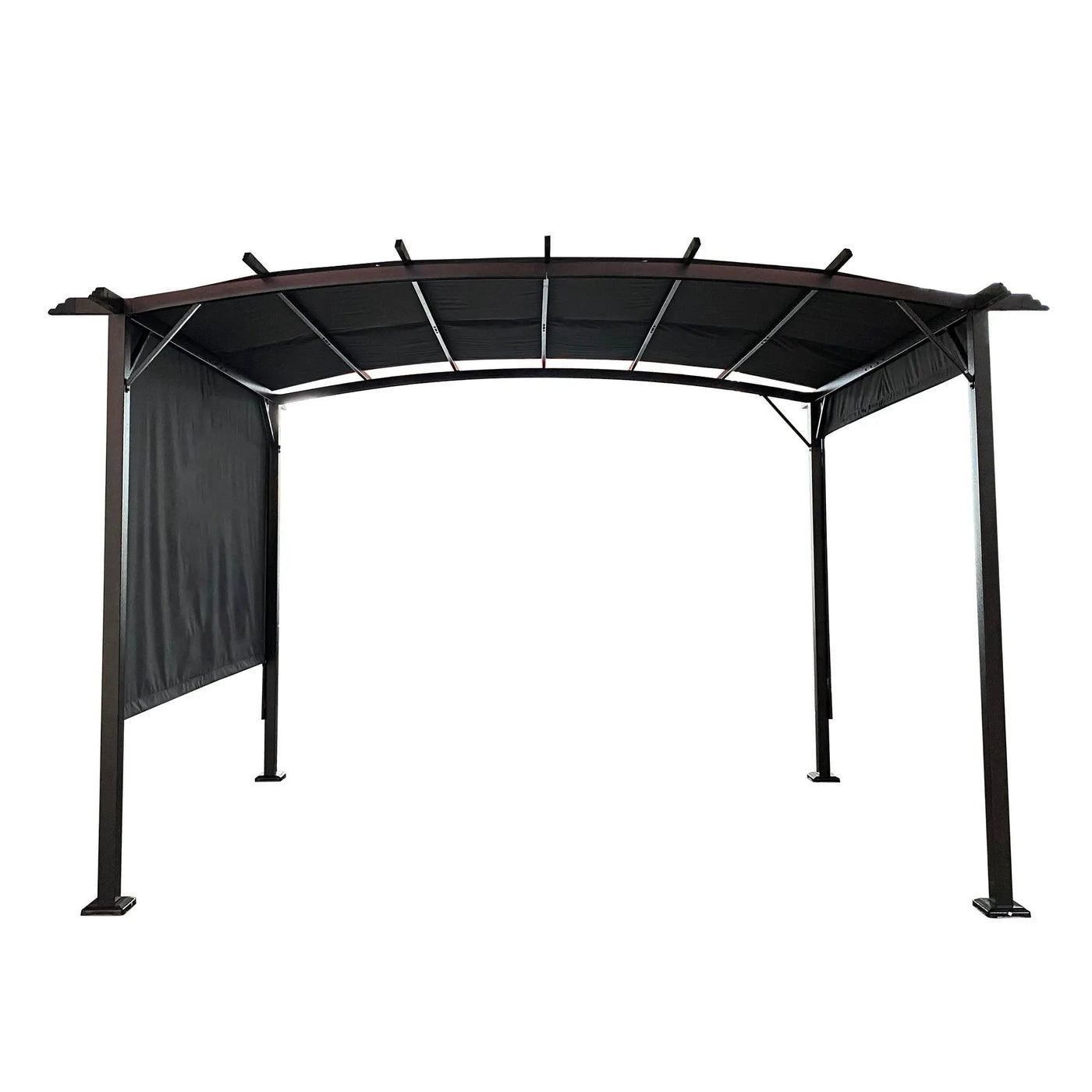 Outdoor Patio Pergola Gazebo - Steel Frame Sun Shelter With Retractable Canopy by HouseOfZazla