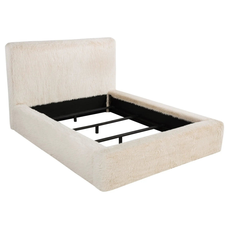 Rebecca Faux Fur Upholstered Eastern King Bed Cream by Unique Piece Furniture