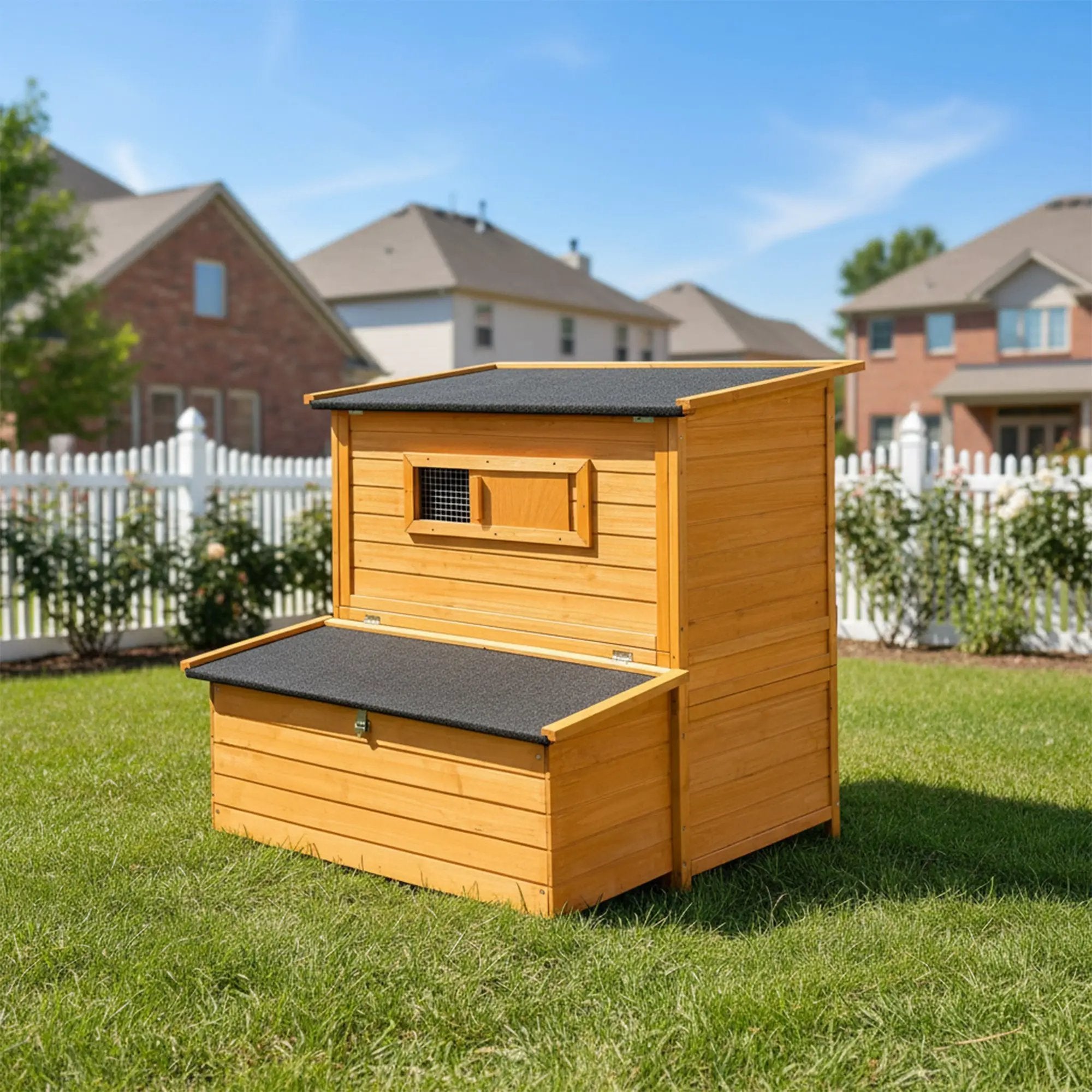 Double-House Wooden Chicken Coop for 6-8 Chickens by HouseOfZazla