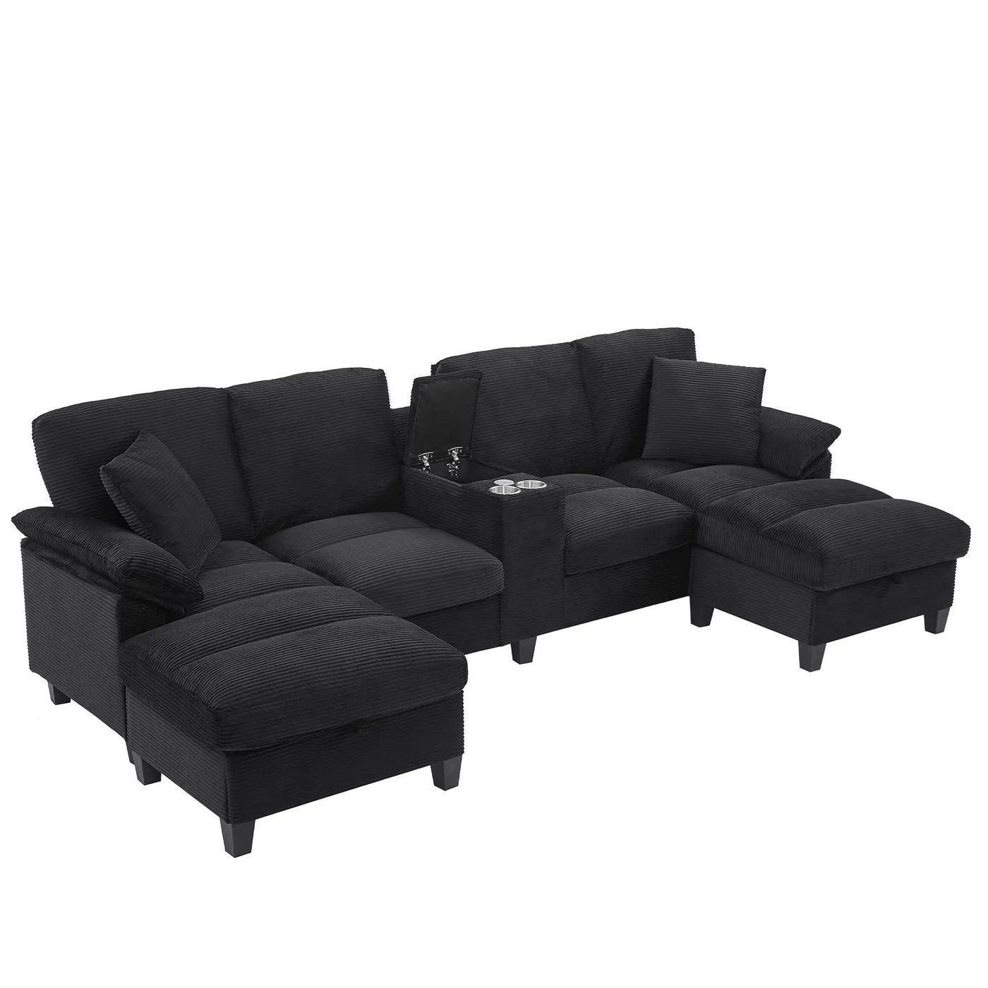 Modern U-Shaped Sectional Sofa With Storage Ottomans by Unique Piece Furniture
