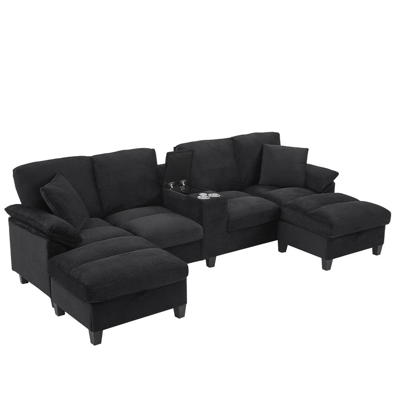 Modern U-Shaped Sectional Sofa With Storage Ottomans by Unique Piece Furniture