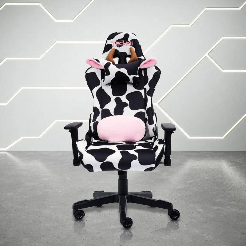 TS85 Cow Print LUXX Series Gaming Chair by HouseOfZazla
