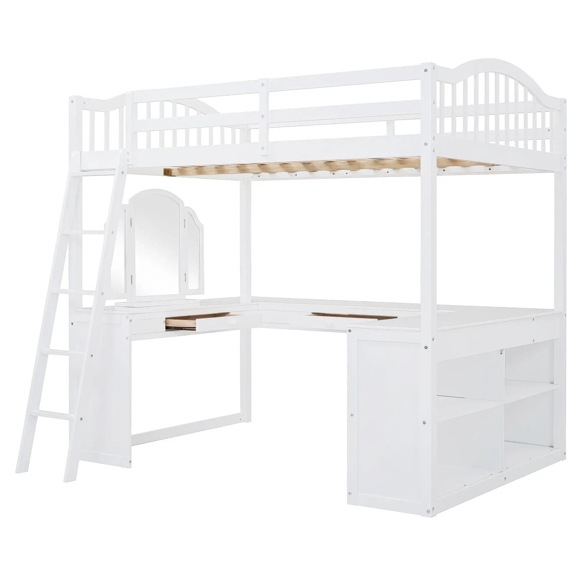 Loft Bed With Drawers, Cabinet, Shelves With Desk by Unique Piece Furniture