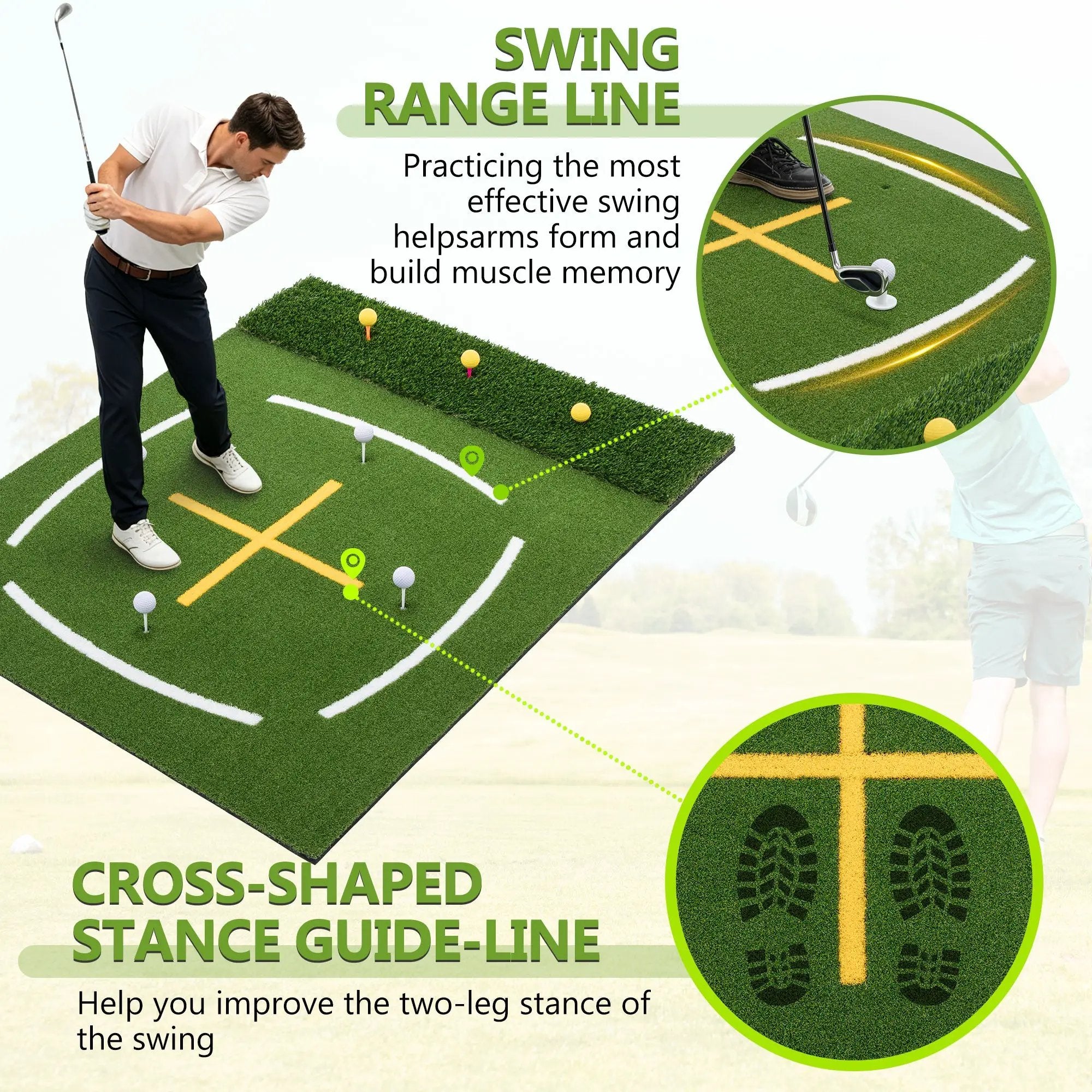 5'x4' Golf Hitting Mat with Cross Stance Guide by HouseOfZazla