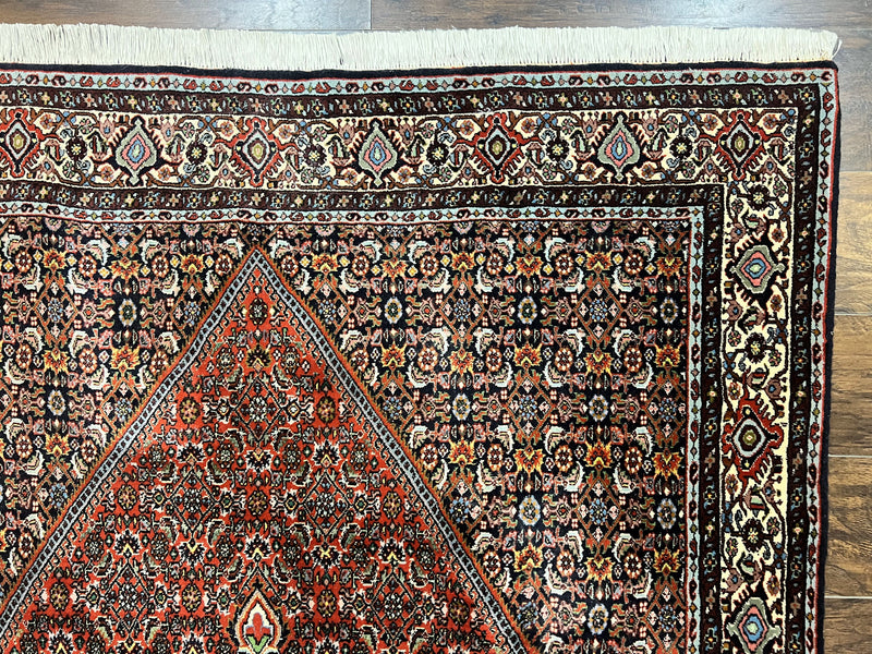 Persian Bidjar Rug 5x10, Wool Hand Knotted Vintage Carpet, Highly Detailed, Mahi Herati Pattern, 5 x 10 Oriental Rug by Jewel Rugs