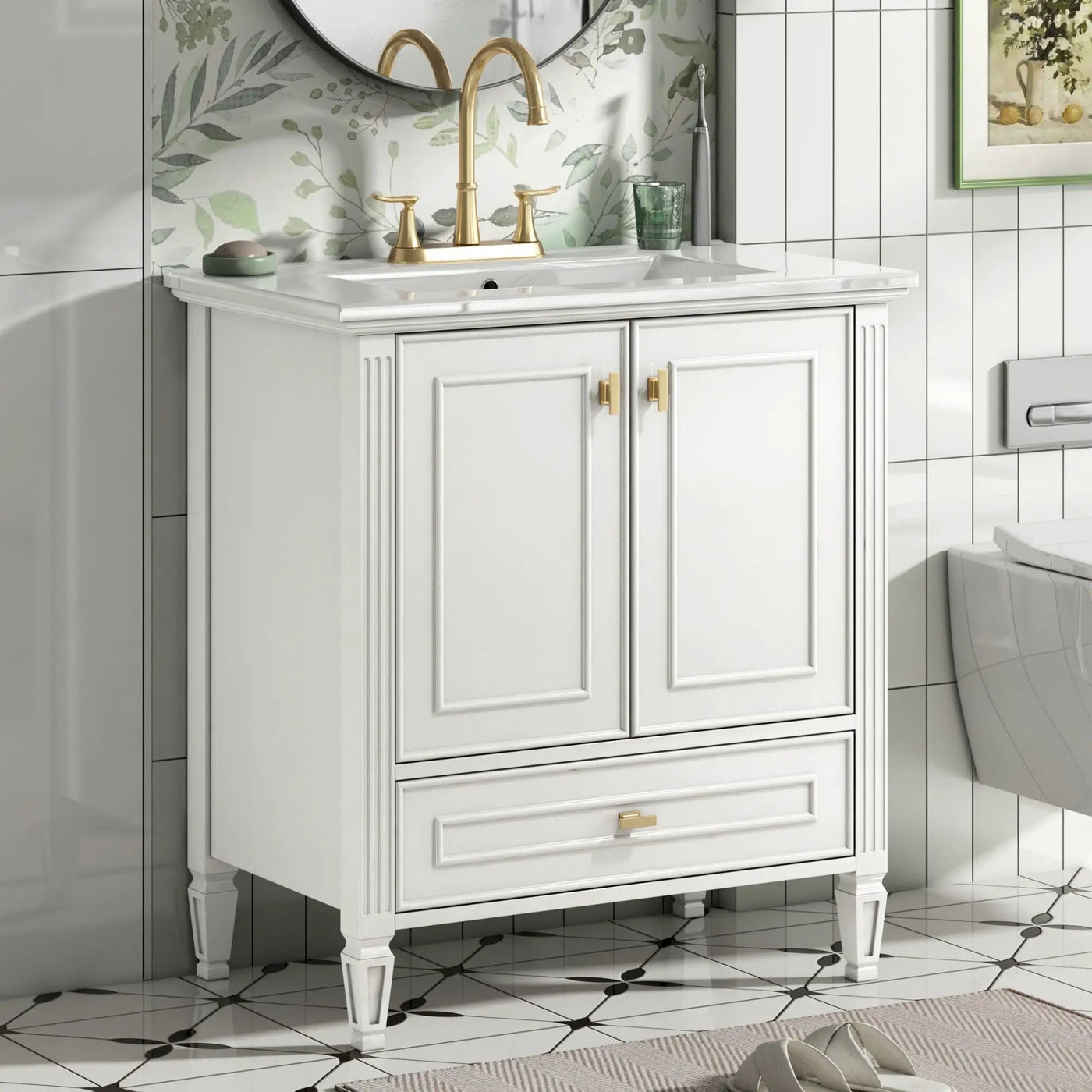 Freestanding Vanity With 1 Drawer & 2 Soft Close Doors With Door Mounted Storage by HouseOfZazla