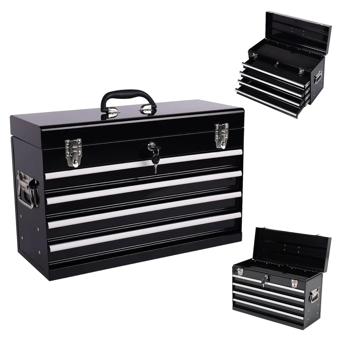 Heavy Duty Metal Tool Box, 21-inch with 4 Drawers by HouseOfZazla
