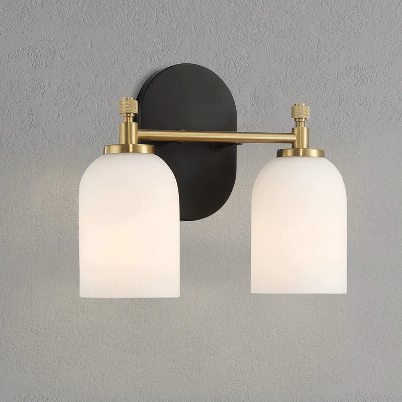 Meadows - 3 Lights Vanity Brush Bathroom Wall Light For Bathroom Over Mirror - Black / Gold / White by Unique Piece Furniture
