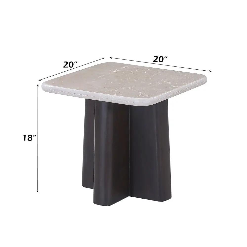 Jacory - End Table With Bottocino Marble Top - Beige / Espresso by Unique Piece Furniture