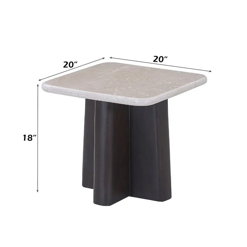 Jacory - End Table With Bottocino Marble Top - Beige / Espresso by Unique Piece Furniture