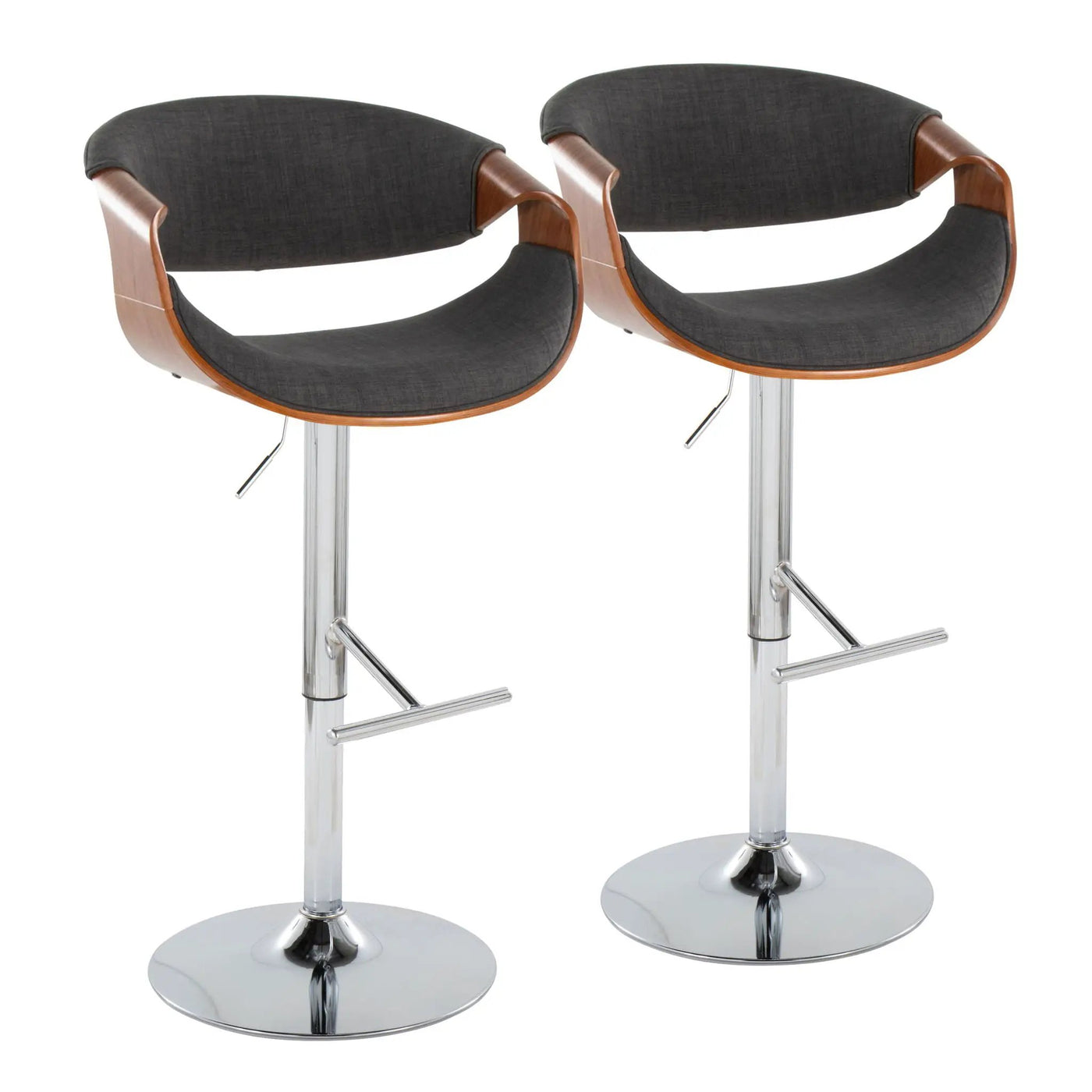 Curvo - Mid Century Modern Adjustable Barstool With Swivel With Straight T Footrest by HouseOfZazla