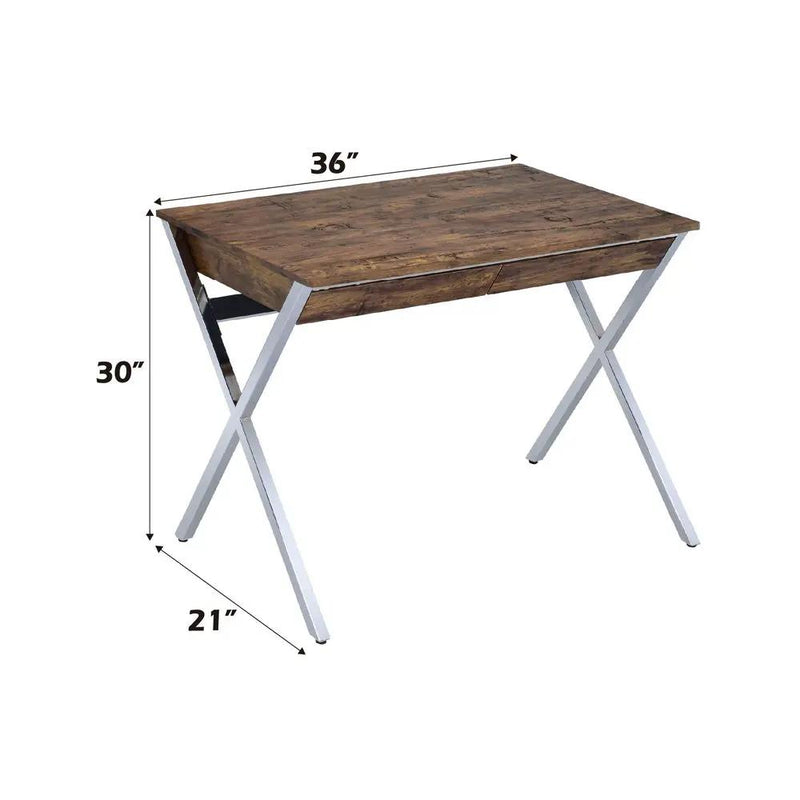 Callers - Writing Desk - Weathered Oak & Chrome by Unique Piece Furniture