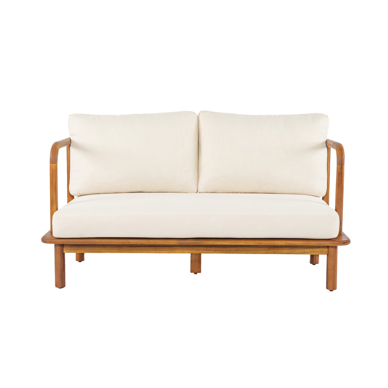 Canape 4-Pieces Acacia Conversation Set with Cream Cushion, Teak by HouseOfZazla