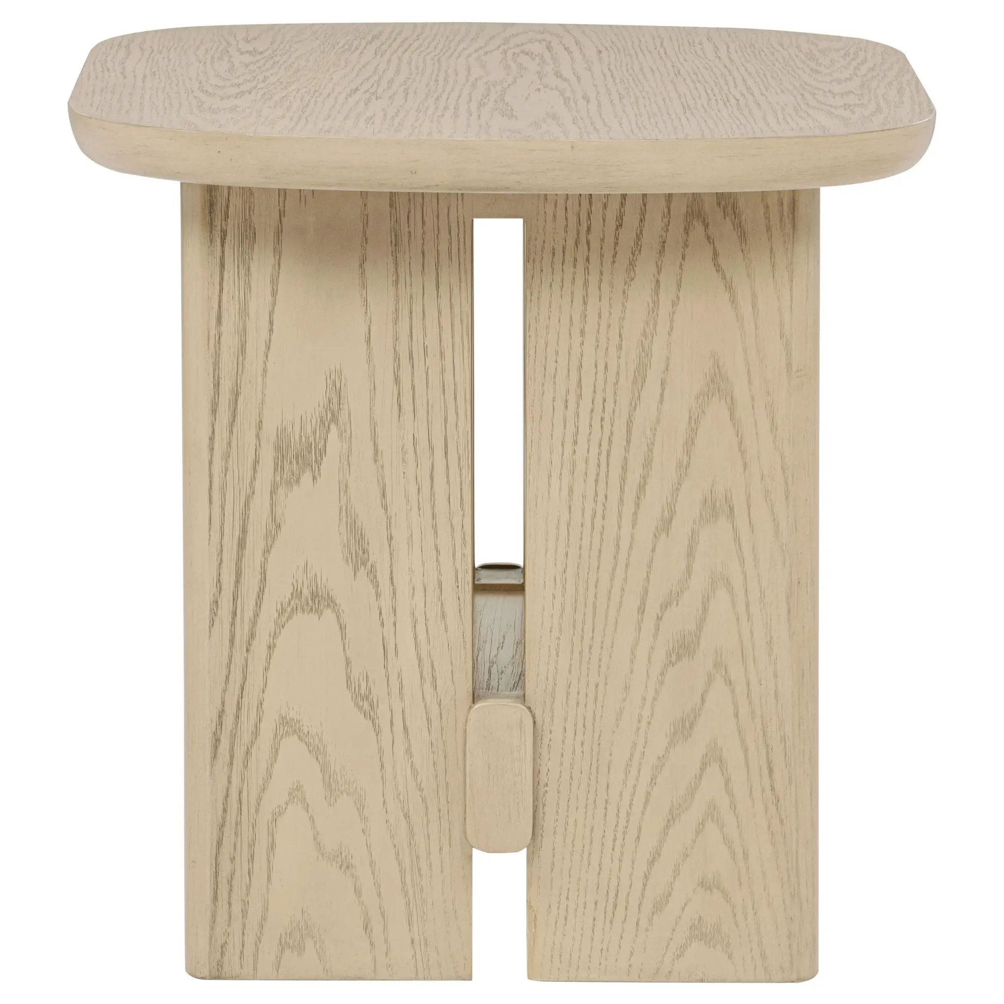 Kailani Coastal Square End Side Table with Shelf Beige Oak by Unique Piece Furniture