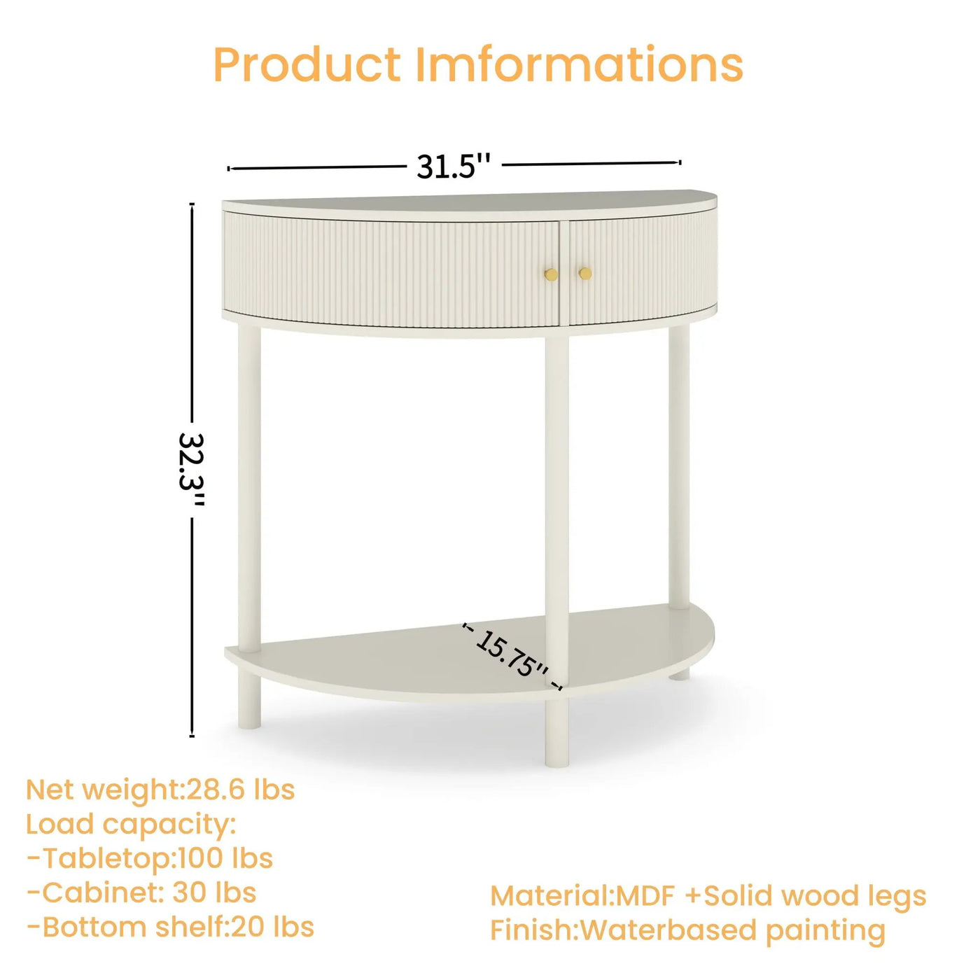 Demi Lune Console Table With 2 Storage Drawers by HouseOfZazla