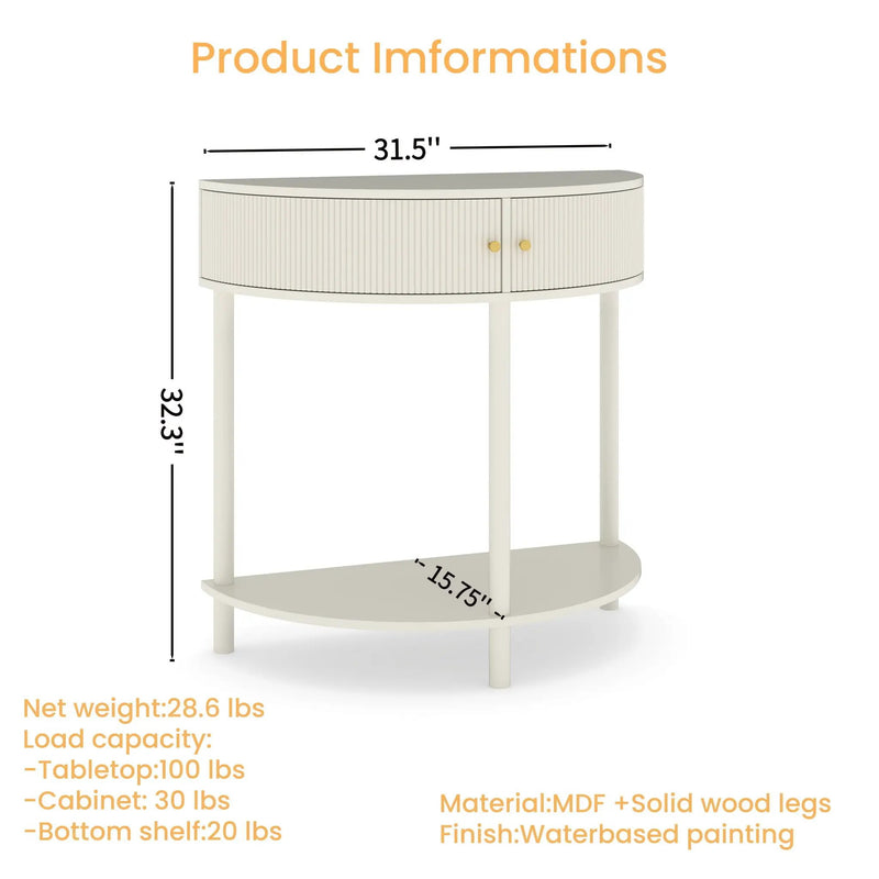 Demi Lune Console Table With 2 Storage Drawers by HouseOfZazla