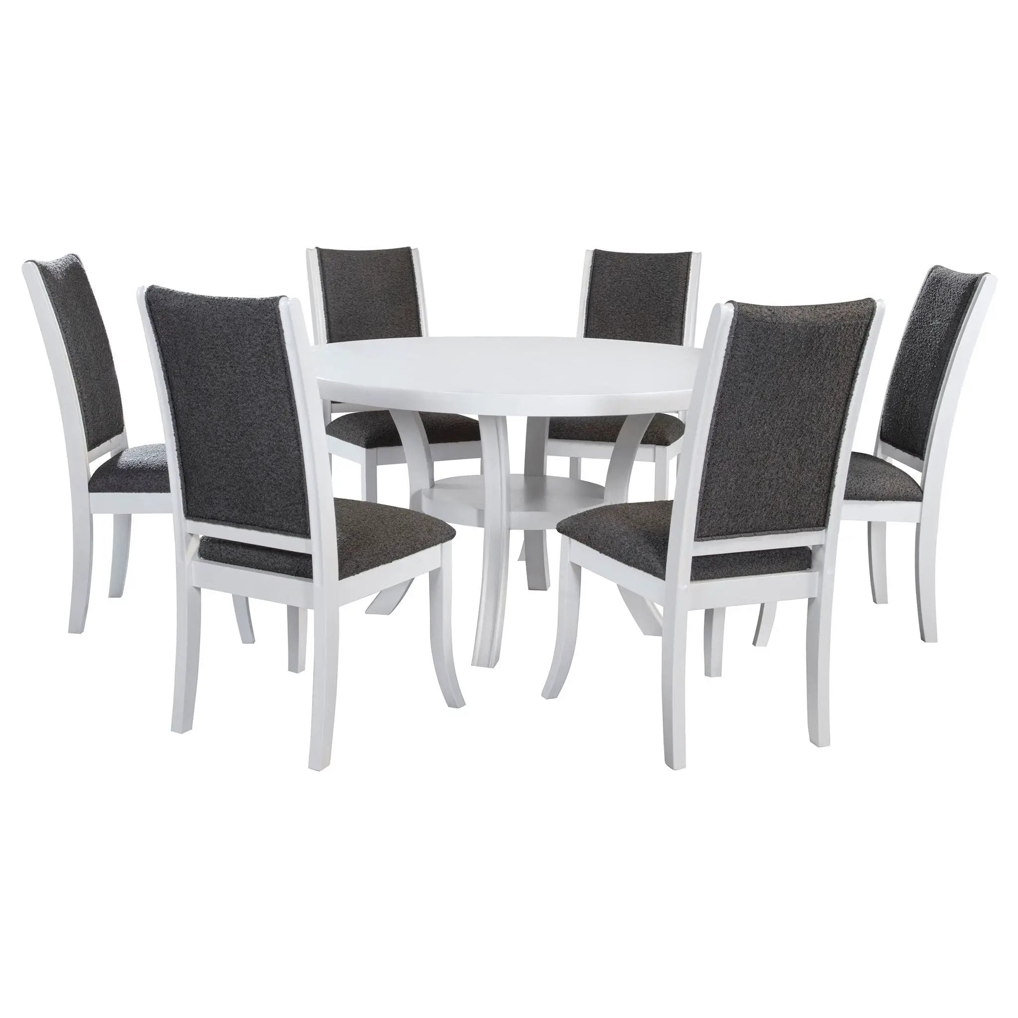 Judd 7-piece 54-inch Round Wood Dining Table Set Pearl White by Unique Piece Furniture