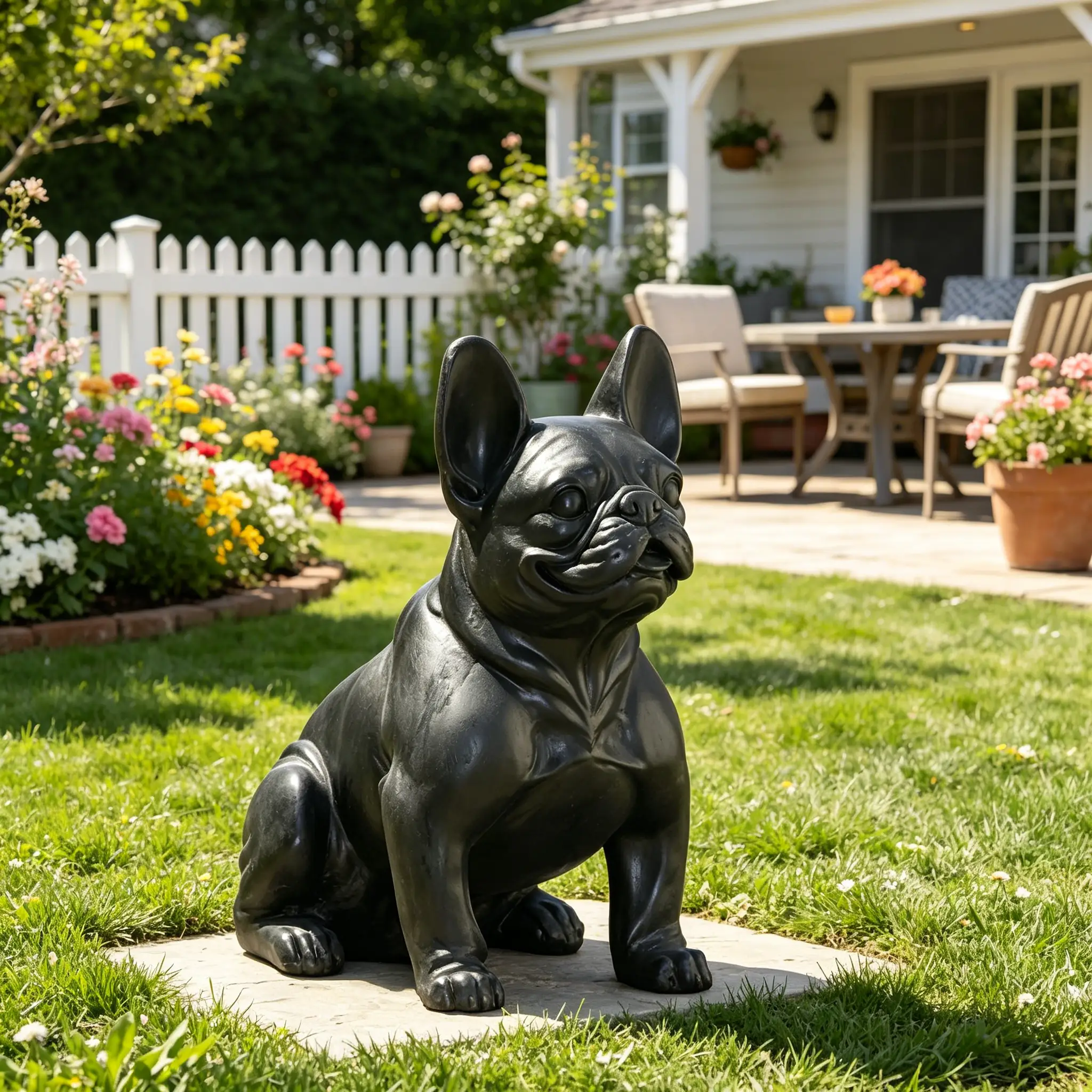 Outdoor French Bulldog Garden Sculpture by HouseOfZazla