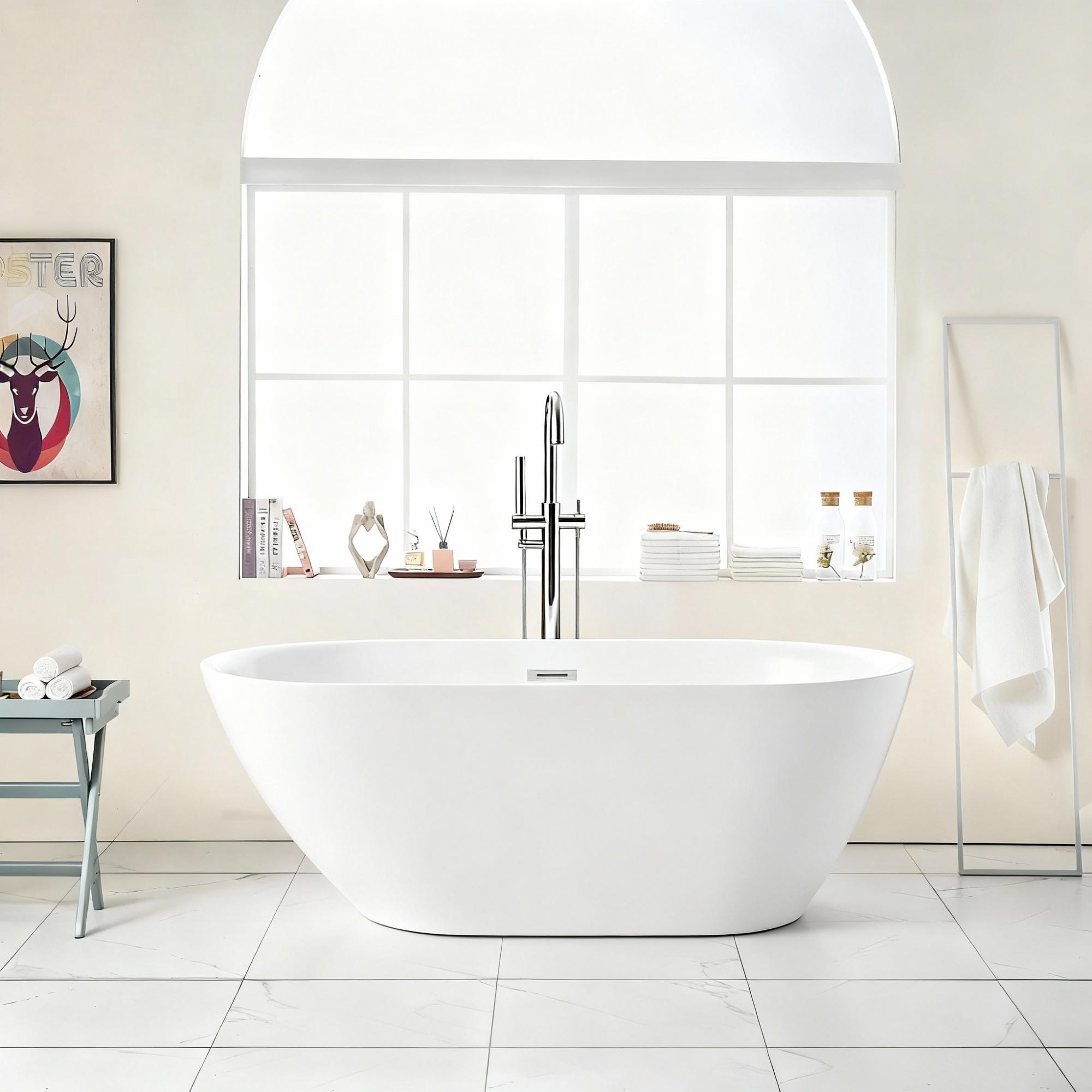 Glossy Freestanding Bathtub With Pop Up Drain by HouseOfZazla