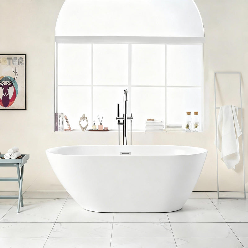 Glossy Freestanding Bathtub With Pop Up Drain by HouseOfZazla