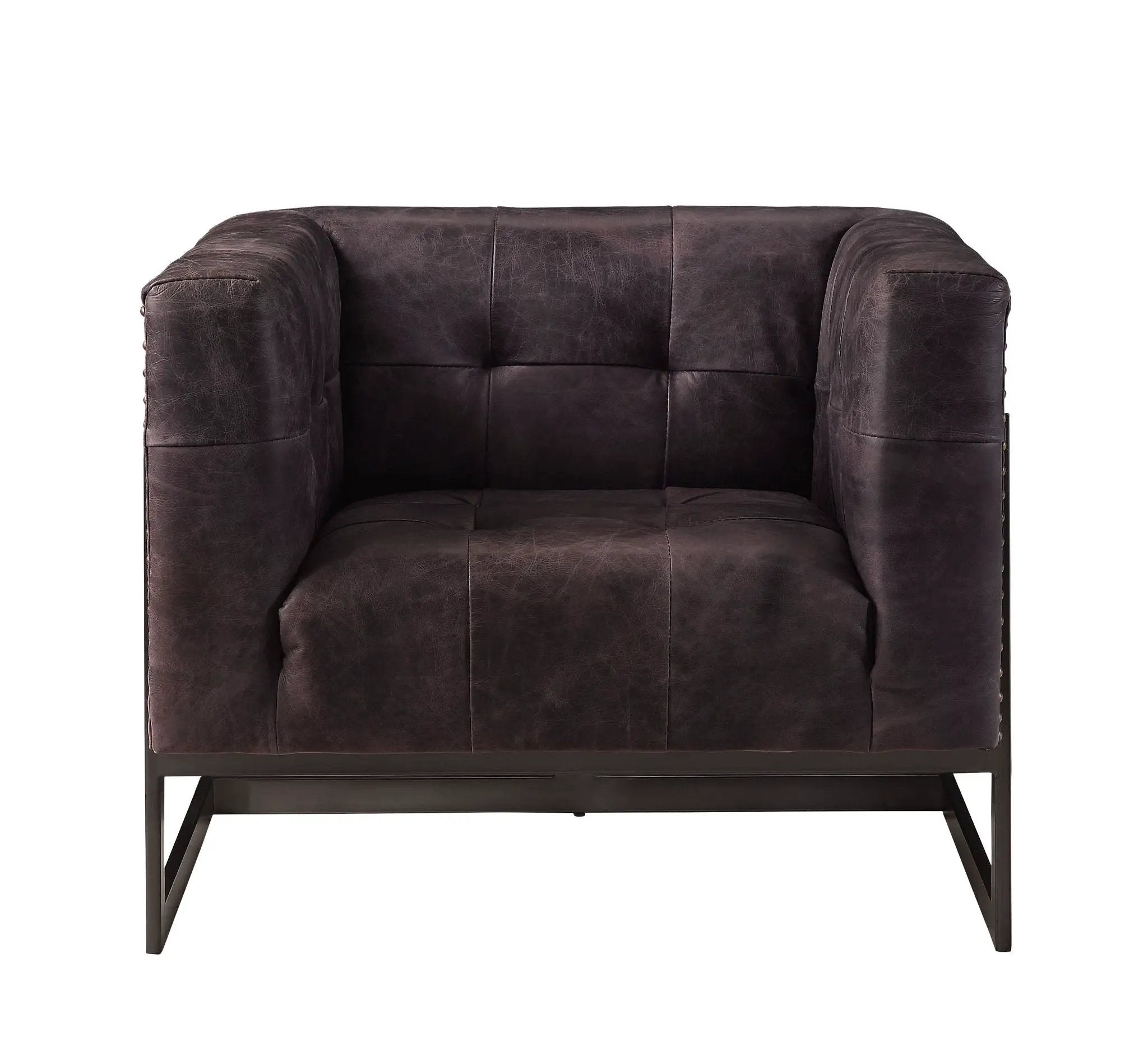 Sagat - Accent Chair - Antique Ebony Top Grain Leather & Rustic Oak by Unique Piece Furniture