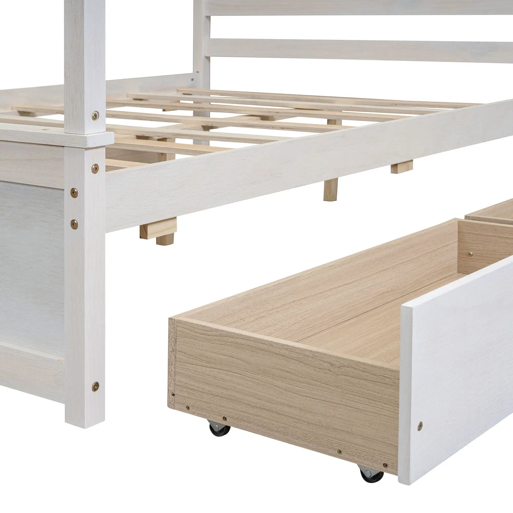Canopy Platform Bed With Drawers, Support Slats, No Box Spring Needed by HouseOfZazla