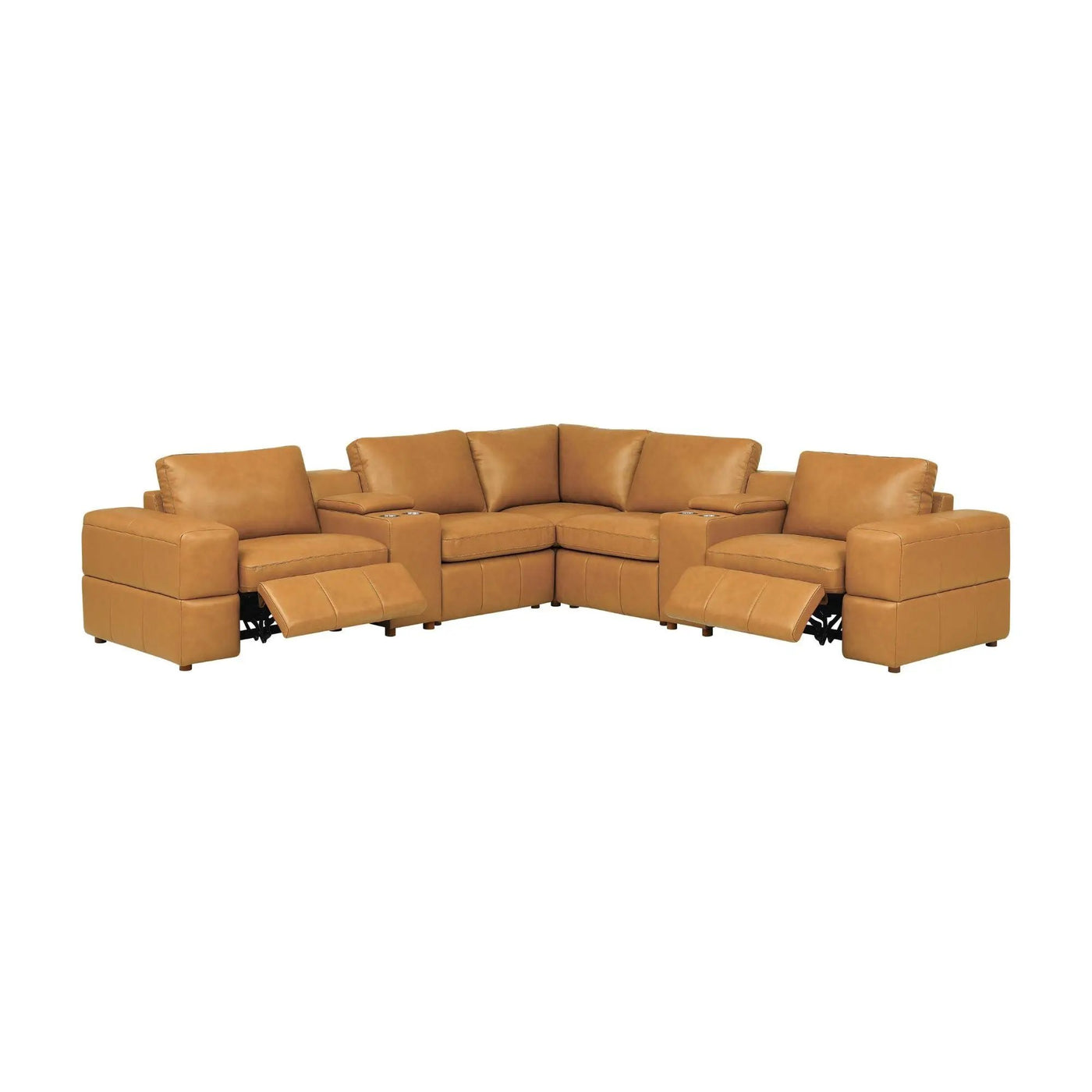 Upholstered Large Arms Sectional With Recliner Seats by Unique Piece Furniture