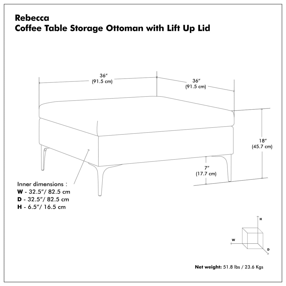 Rebecca - Multifunctional Coffee Table Storage Ottoman With Lift Up Lid, photo 36 of 40