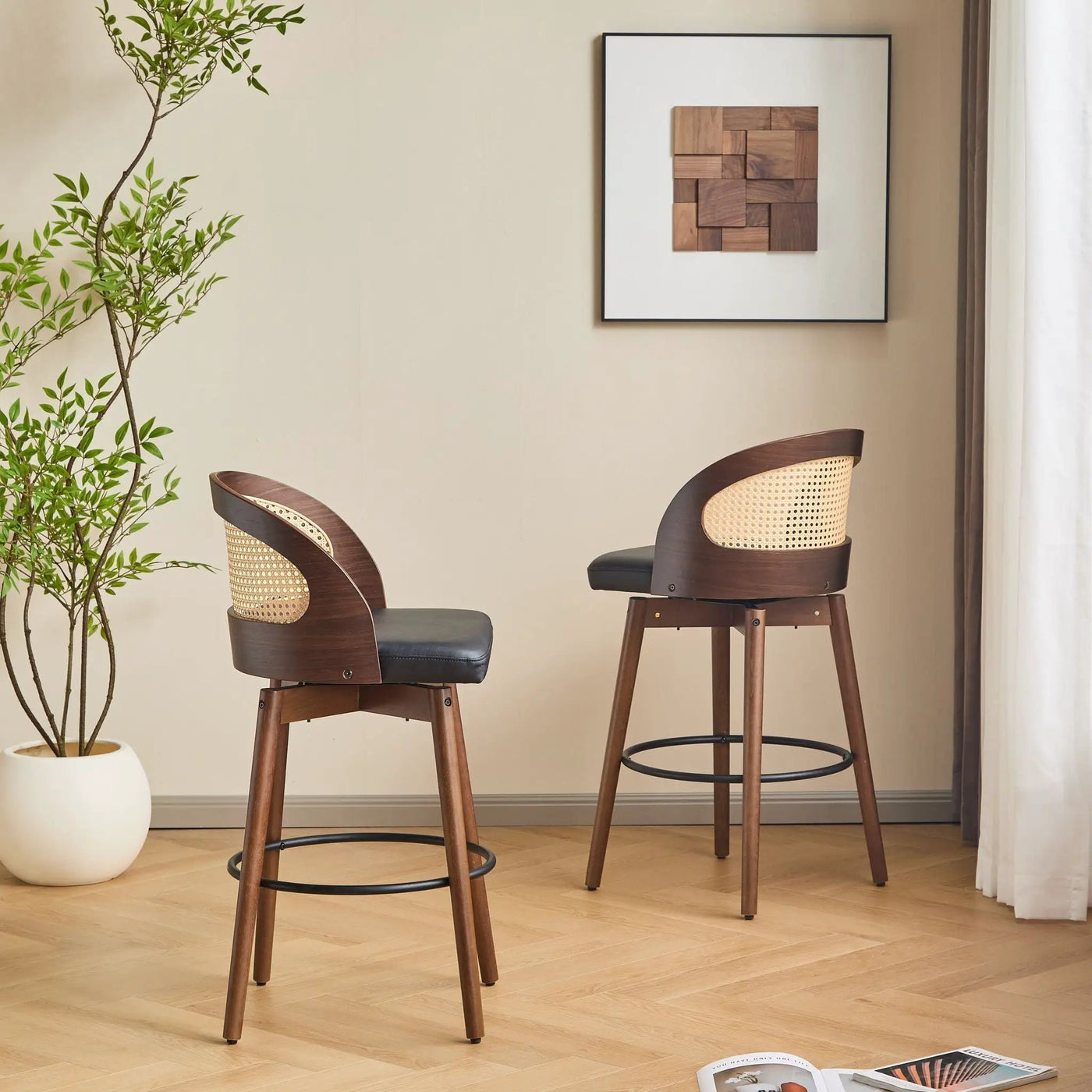 Como Indoor Wood Barstool Set of 2 by HouseOfZazla