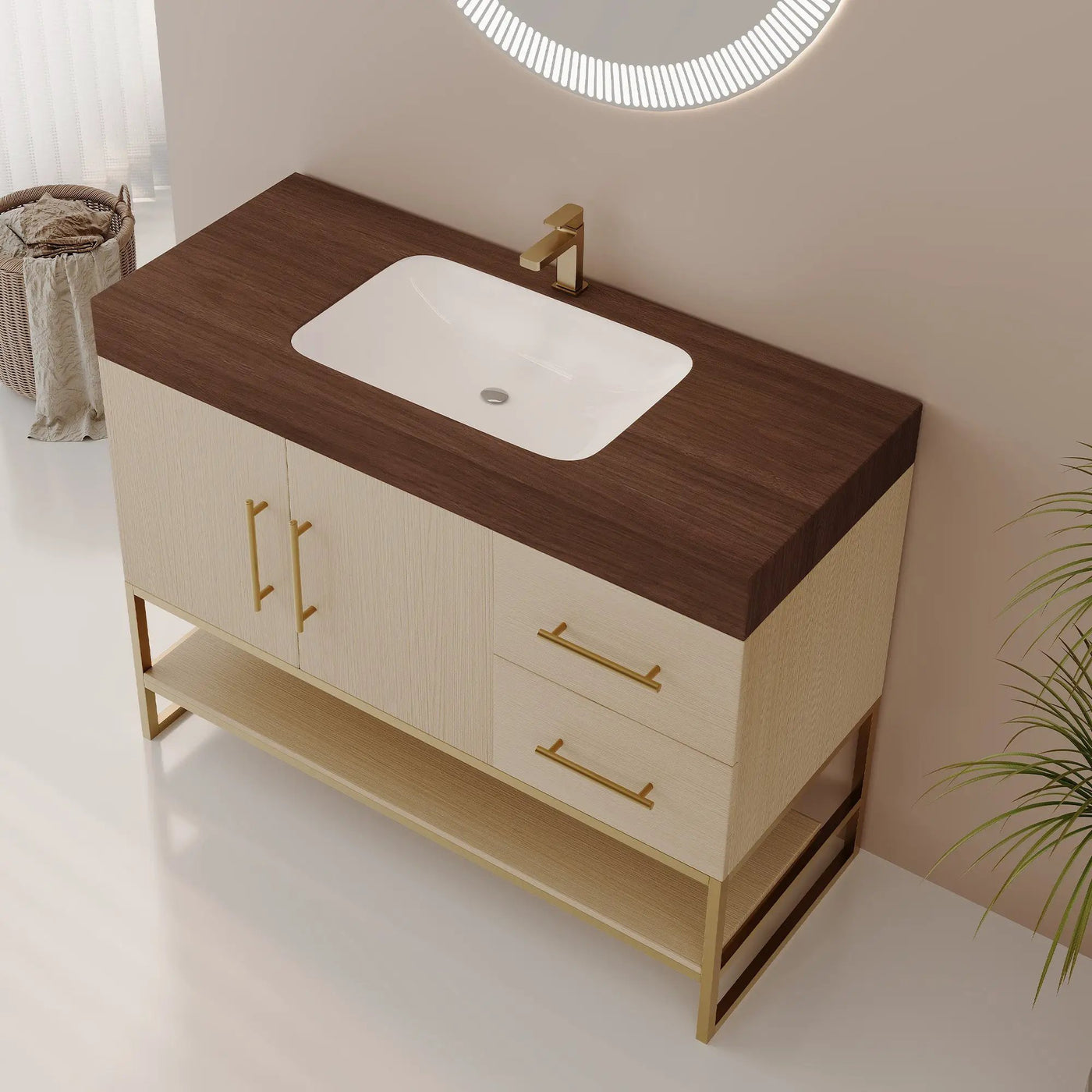 36" Modern Free-Standing Bathroom Vanity with Seamless Ceramic Sink & Sintered Stone Top by HouseOfZazla