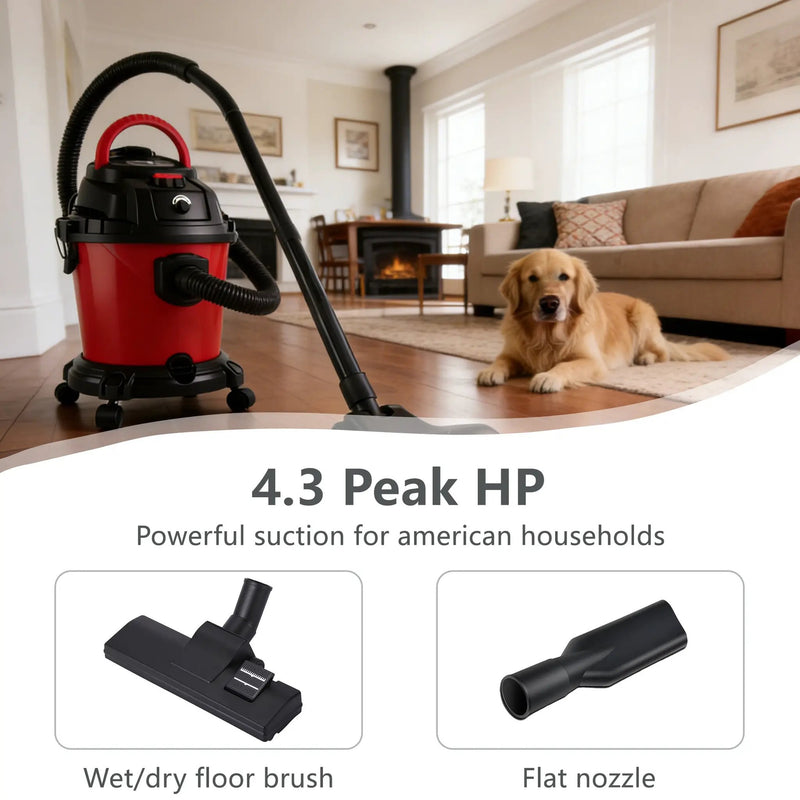 Wet Dry Vac, 5 Gallon, 4.3 Peak HP by HouseOfZazla