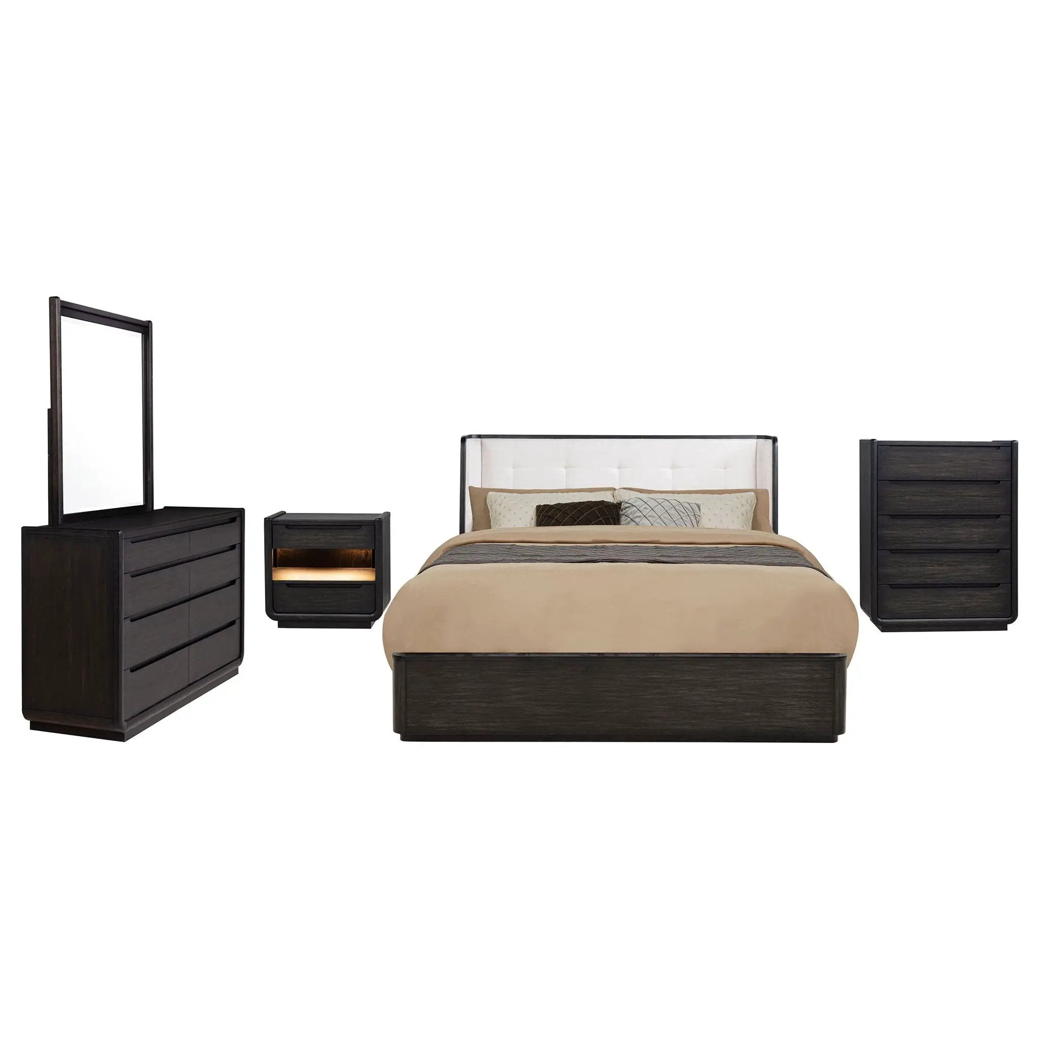 Leandro 5-piece California King Bedroom Set Burnished Black by Unique Piece Furniture