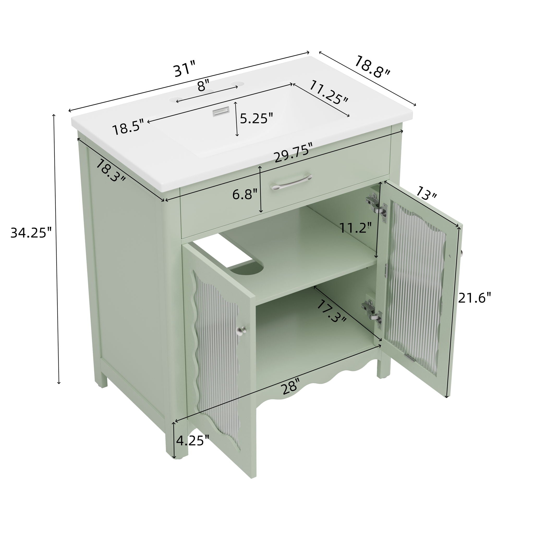 Modern Bathroom Vanity With Tempered Glass Doors by HouseOfZazla