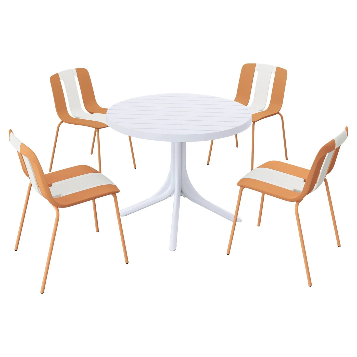 4 Piece Set Of Modern Striped Color Blocking Single Chairs With Round Table by HouseOfZazla