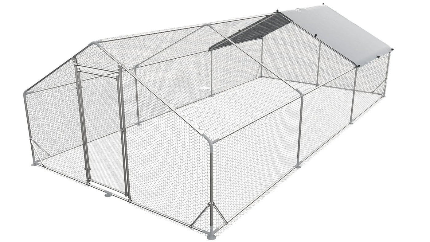 Large Metal Chicken Coop, Walk In Poultry Cage Hen Run House Rabbits Habitat Cage Spire Shaped Coop With Waterproof And Anti Ultraviolet Cover by HouseOfZazla