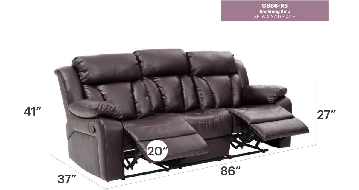 Elegant Reclining Sofa with Sturdy Construction - White, Black, Dark Brown, photo 17 of 18