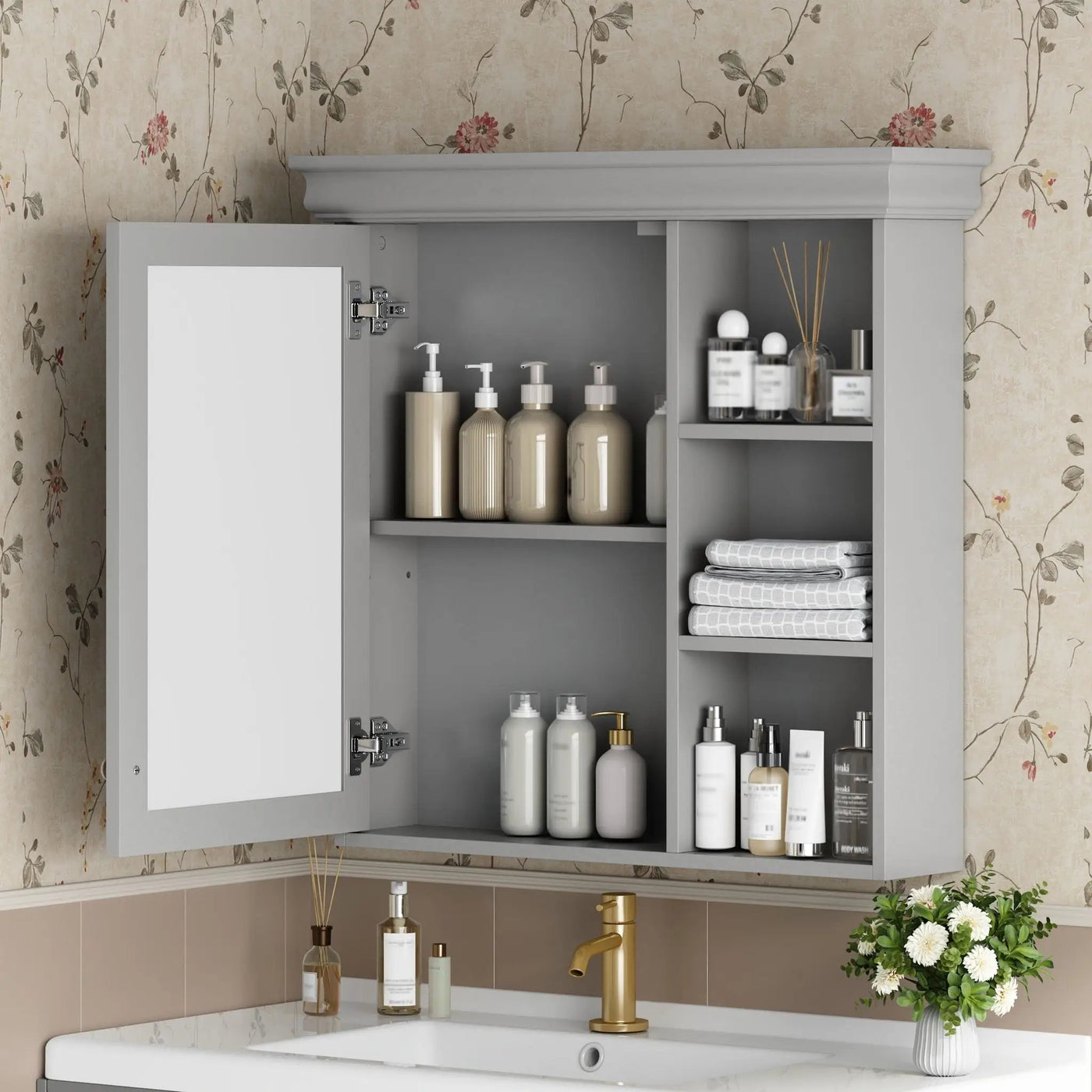 Wall Mounted Bathroom Medicine Cabinet with Mirror and Adjustable Storage by HouseOfZazla