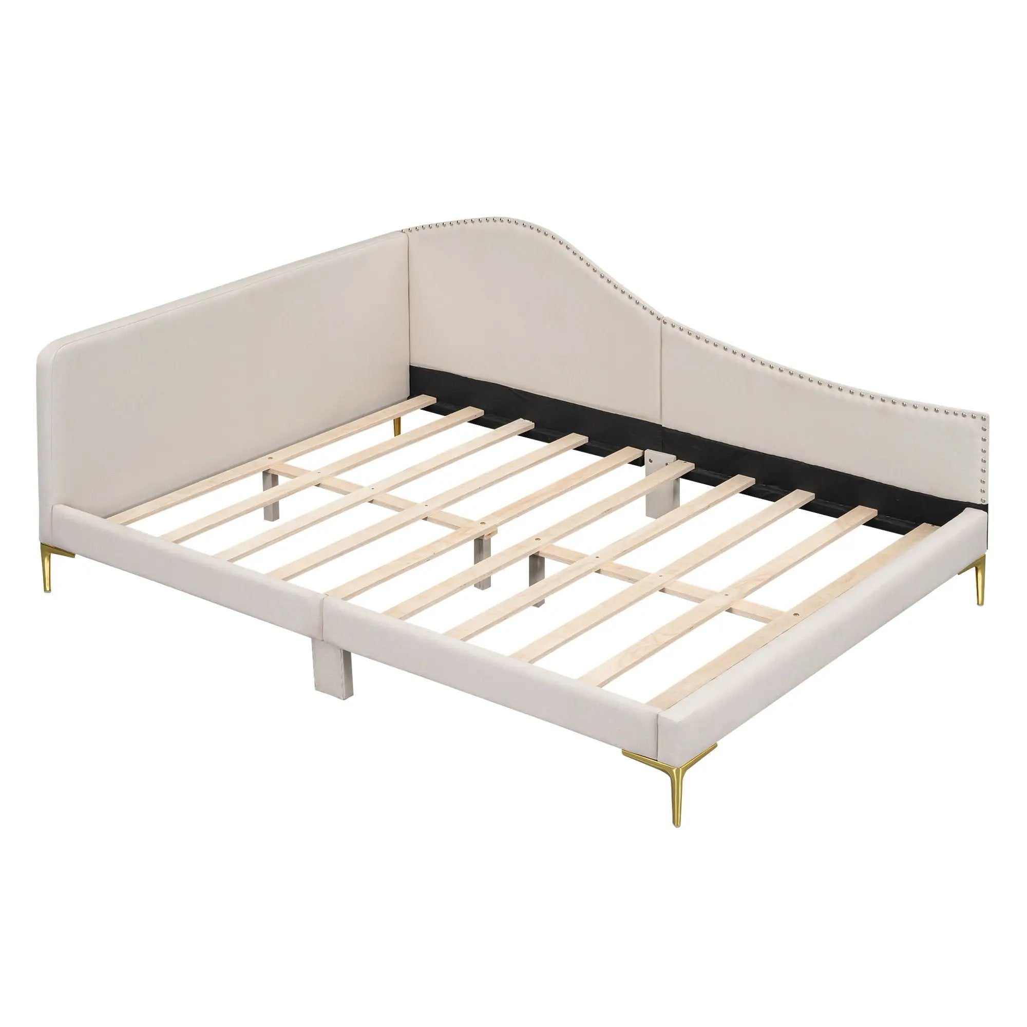 Upholstered Daybed With Headboard And Armrest, Support Legs by Unique Piece Furniture