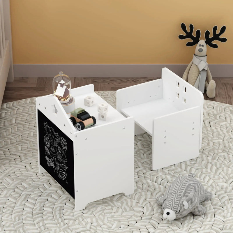Montessori Weaning Table And Chair Set, Toddler Table With Adjustable Height - White by Unique Piece Furniture