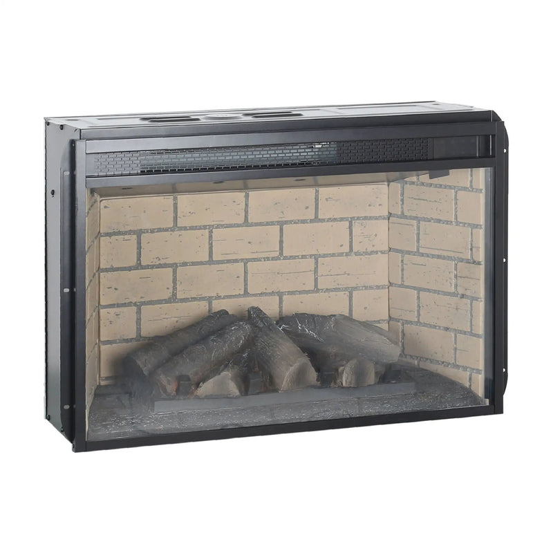 Infrared Quartz Heater Fireplace Insert -Woodlog Version With Brick by Unique Piece Furniture