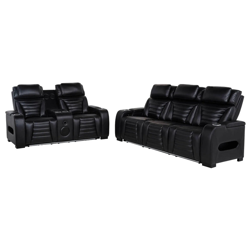 Zuma 2-piece Faux Leather Dual Power LED Sofa Set Black by Unique Piece Furniture