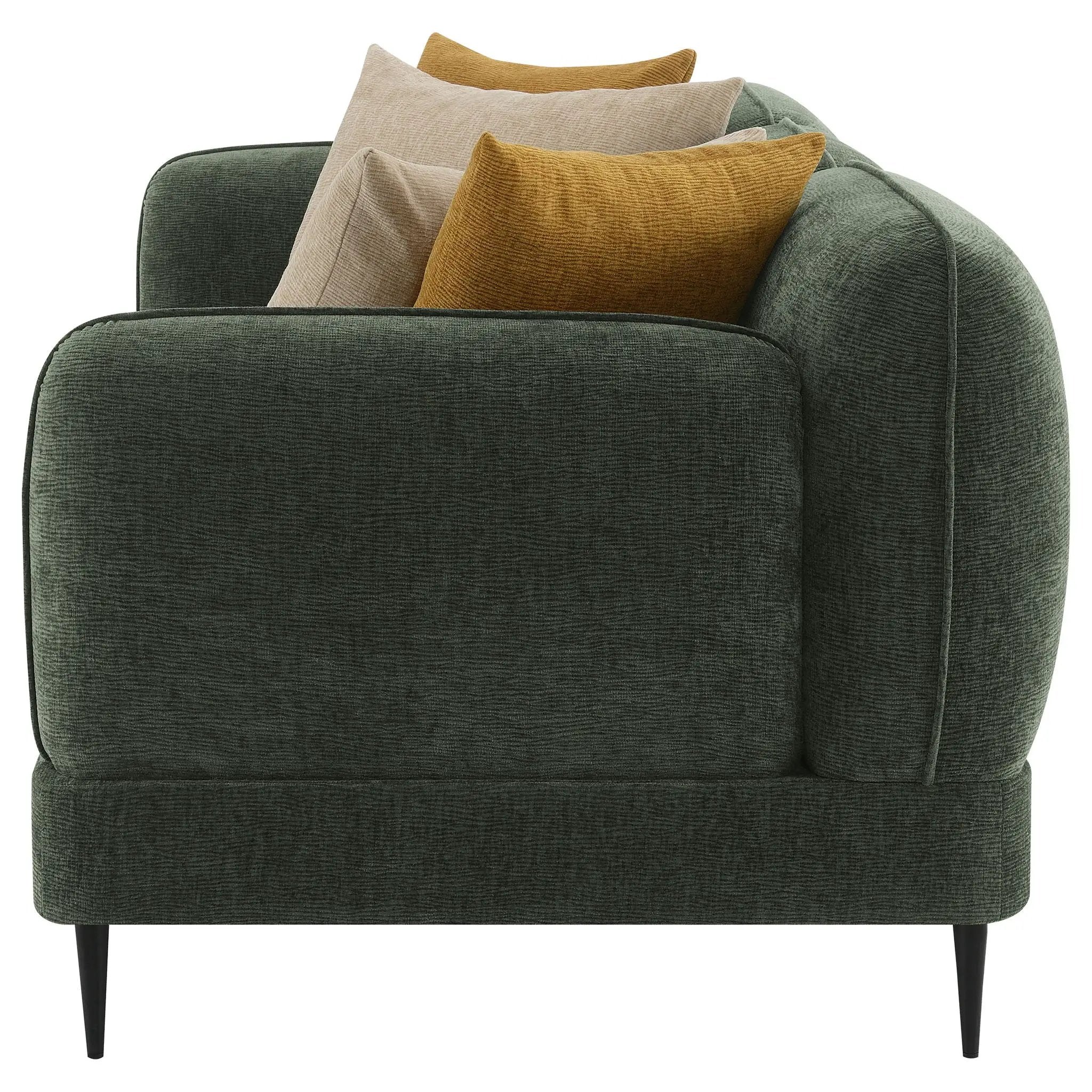 Jade Chenille Upholstered Modern Track Arm Sofa Green by Unique Piece Furniture