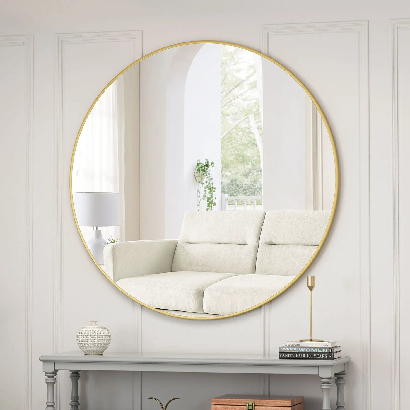 Wall Circular Mirror Metal Framed Mirror Round Vanity Mirror Dressing Mirror, For Bathroom, Living Room, Bedroom Wall Decor by Unique Piece Furniture