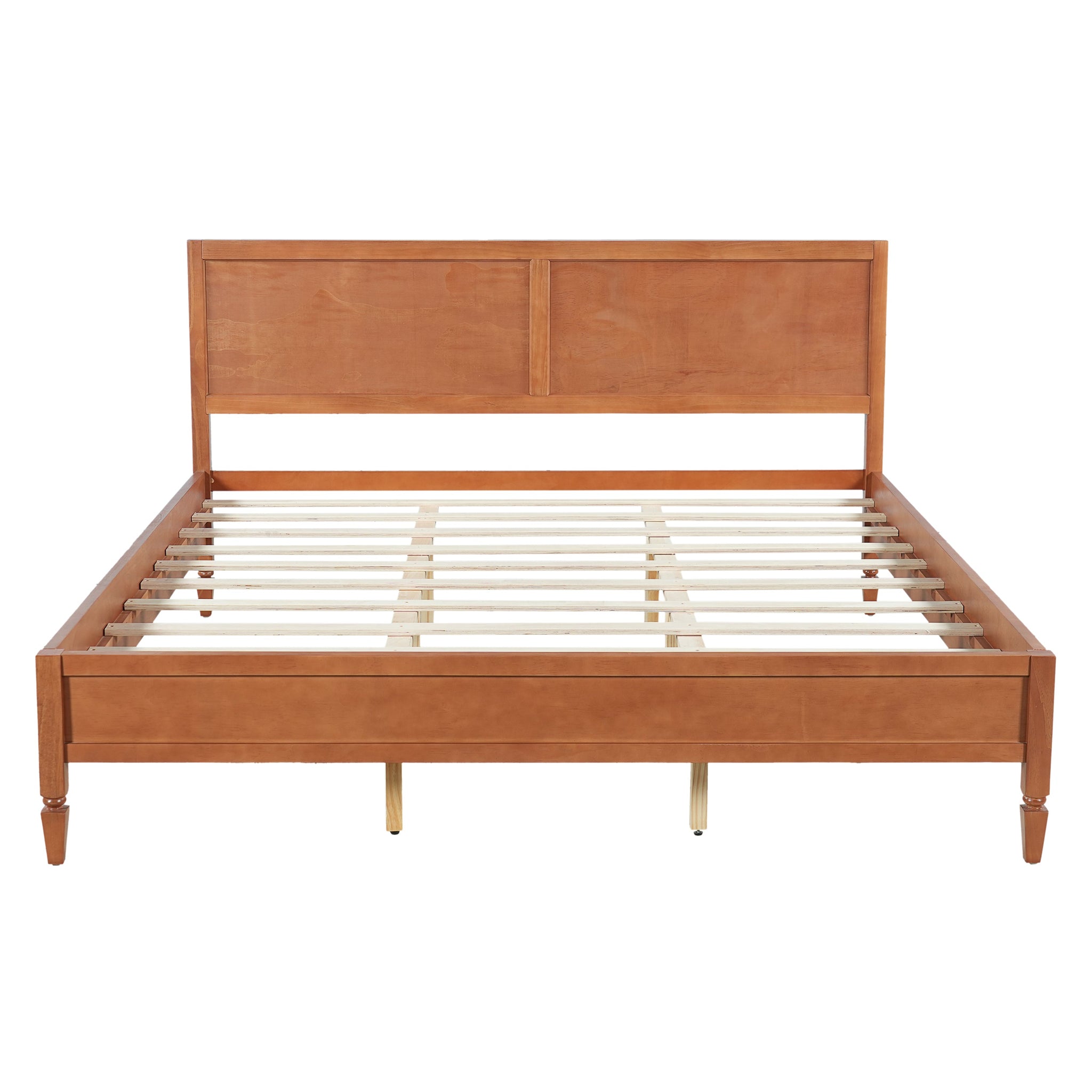 King Size Wood Platform Bed Frame with Classic Panel Headboard by HouseOfZazla