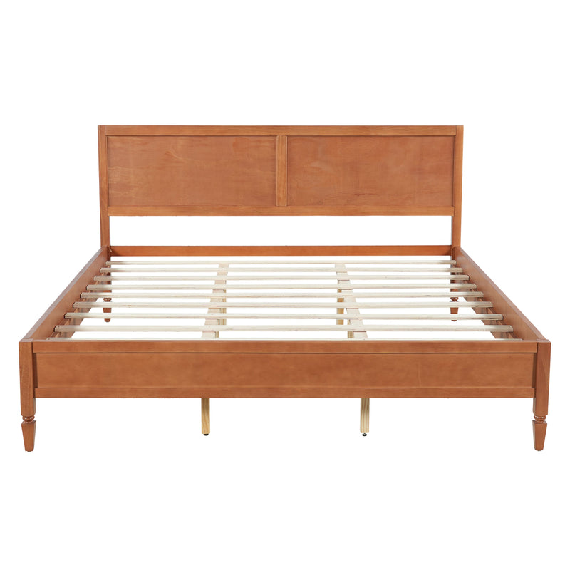King Size Wood Platform Bed Frame with Classic Panel Headboard by HouseOfZazla
