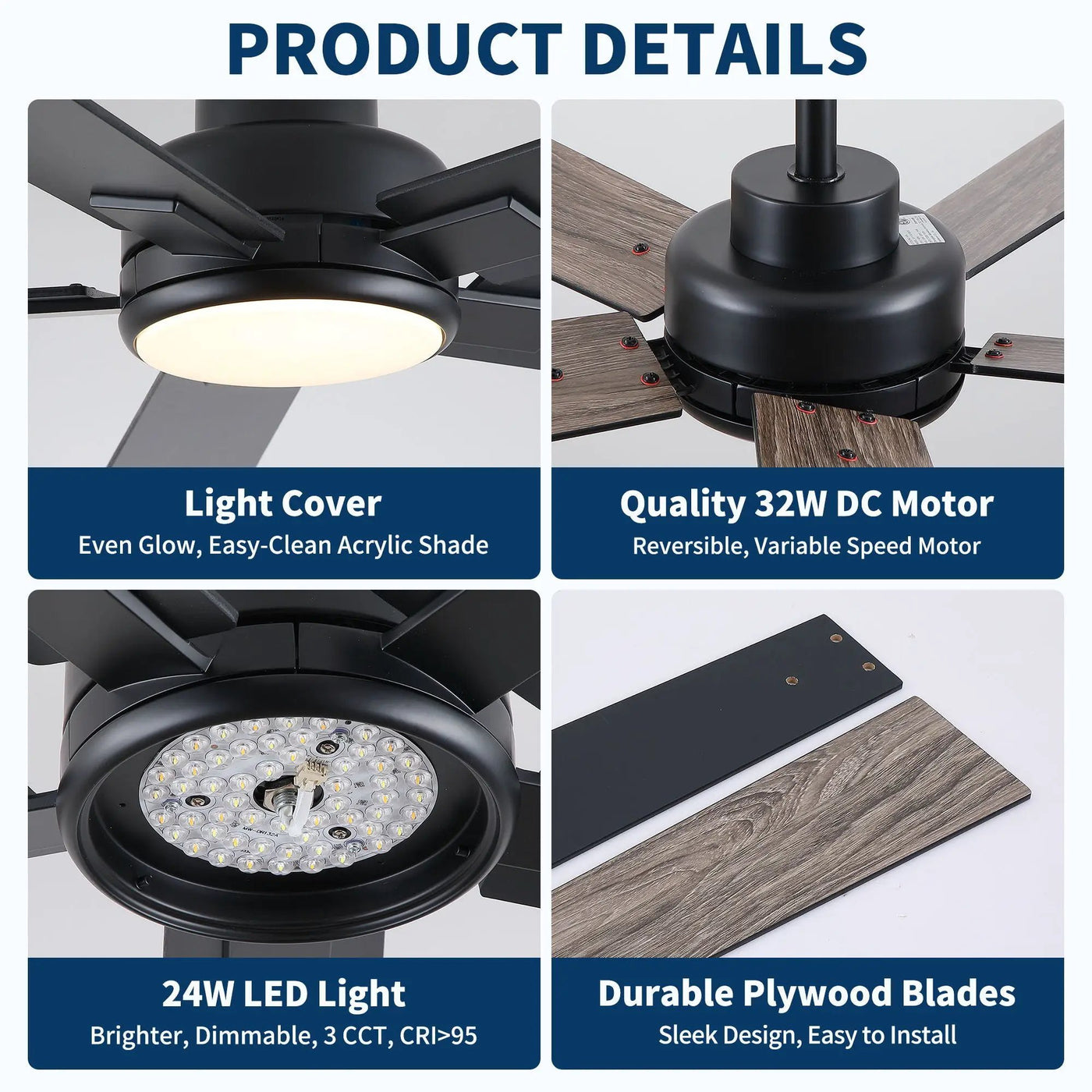 Reversible Motor Integrated LED Dimmable Ceiling Fan With Light by HouseOfZazla